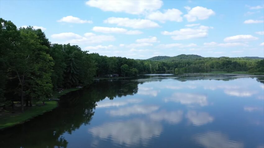 Camp at Starve Hollow State Recreation Area in Vallonia, Indiana