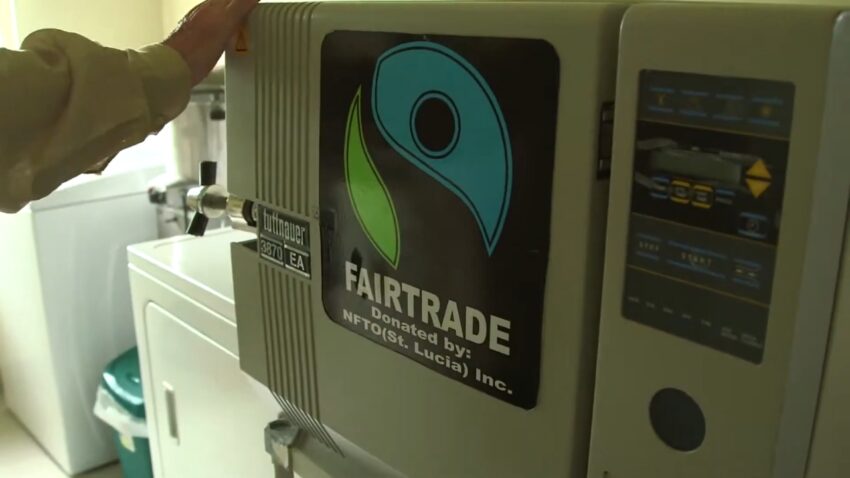 Fairtrade-labeled equipment inside a St. Lucia development facility