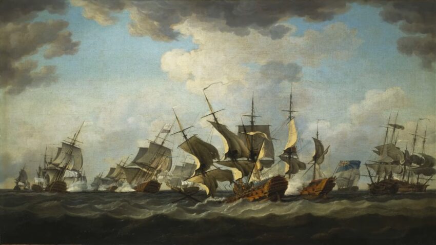 British and French warships clash at sea near St. Lucia